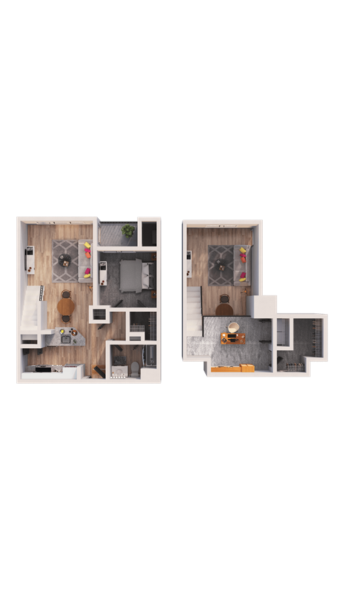 a floor plan of a house with two different views of the house